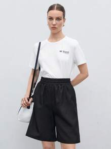 BizChic 素色斜口袋短褲工作服 - 黑色 - 查看 4