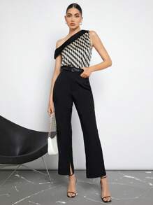 BizChic 不對稱領幾何印花上衣