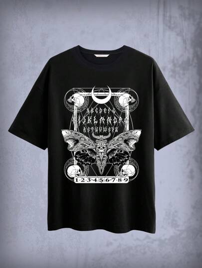 Goth Butterfly & Skull Graphic Tee