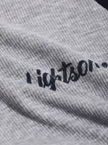 DAZY Letter Graphic Contrast Raglan Sleeve Crop Tee,Fall Women Clothes