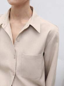 BizChic 素色口袋貼布襯衫和短褲工作服