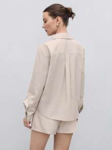 BizChic 素色口袋貼布襯衫和短褲工作服