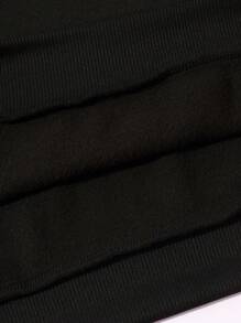 男士蝴蝶和字母圖案加絨內裏運動衫 - 黑色 - 查看 5