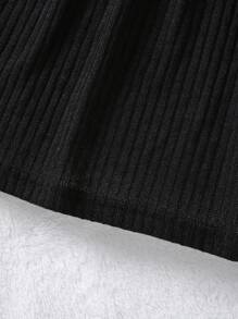 SHEIN 秋季少女泡泡袖黑色連身裙