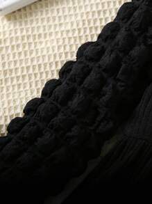 SHEIN 秋季少女泡泡袖黑色連身裙