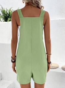 EMERY ROSE 雙口袋打結細節連身短褲 - 綠色 - 查看 2