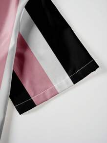 Hombres Camisa con estampado de rayas - Rosa - Ver 4
