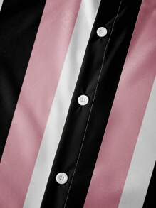 Hombres Camisa con estampado de rayas - Rosa - Ver 5