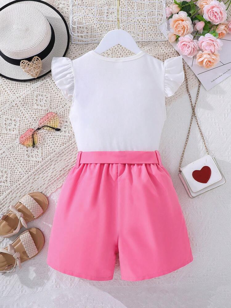 קפל לב חמוד חליפה שני חלקים לבנות - ריבוי צבעים - ראה 2