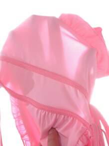SHEIN Unity Frill Trim Tie Front Halter Top - Pink - View 5