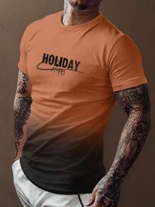 Manfinity Homme Nam Đồ họa Chữ cái Bóng Áo thun - màu nâu - Xem 1