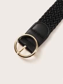Metal Buckle Woven Belt - Black - View 3