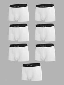 Men 7pcs Letter Graphic Boxer Brief - Black and White - View 1