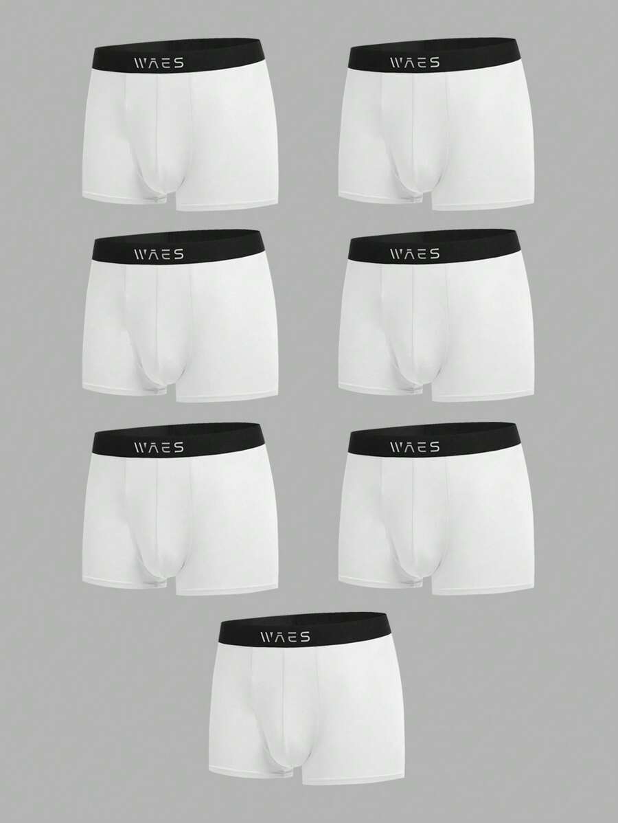 Men 7pcs Letter Graphic Boxer Brief - Black and White - View 1