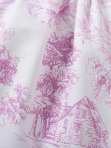 Baby Mädchen Cami Kleid mit Blume Muster, Schleife vorne, - Violett - Übersicht 5