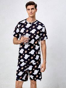 男士卡通圖案睡衣套裝 - 彩色 - 查看 5