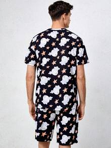 男士卡通圖案睡衣套裝 - 彩色 - 查看 2