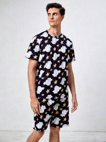 男士卡通圖案睡衣套裝 - 彩色 - 查看 3