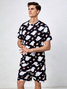 男士卡通圖案睡衣套裝 - 彩色 - 查看 4