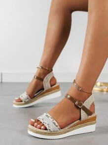 NỮ Khối màu Dây đeo mắt cá chân Dép quai hậu , Kỳ nghỉ Mùa hè Dép xăng đan - Nhiều màu - Xem 1