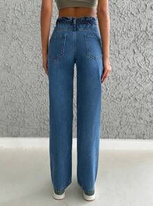 Cottnline Zipper Fly Straight Leg Jeans - Rửa tối - Xem 3