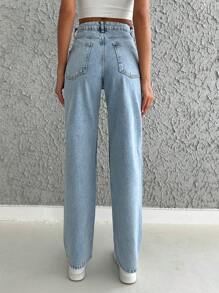 SHEIN Cottnline Cao eo Quần legging thẳng - Rửa nhẹ - Xem 2