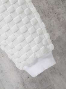 SHEIN 男嬰字母補丁細節套頭衫和運動褲 - 白色 - 查看 3