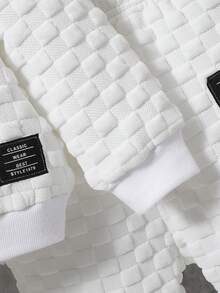 SHEIN 男嬰字母補丁細節套頭衫和運動褲 - 白色 - 查看 4