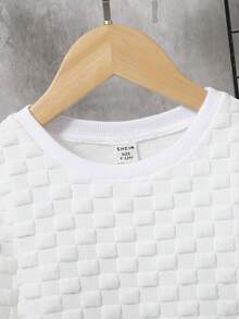 SHEIN 男嬰字母補丁細節套頭衫和運動褲 - 白色 - 查看 5