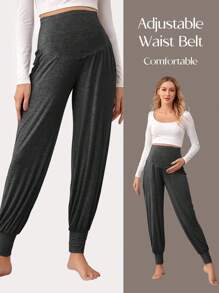 SHEIN Maternity Slant Pocket Joggers - Dark Grey - View 1