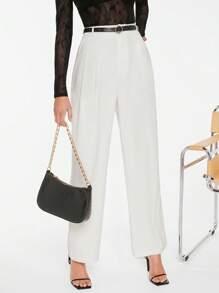 BizChic 素色高腰西裝褲不附腰帶工作服 - 白色 - 查看 1