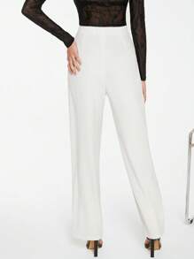 BizChic 素色高腰西裝褲不附腰帶工作服 - 白色 - 查看 2