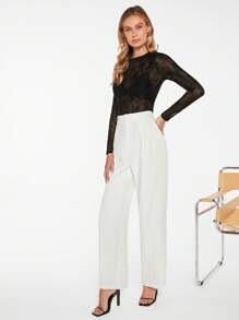 BizChic 素色高腰西裝褲不附腰帶工作服 - 白色 - 查看 5