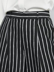 BizChic Striped Print Wide Leg Pants - Black and White - View 6