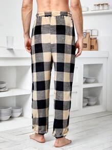 Men Buffalo Plaid Print Drawstring Waist Sleep Trousers - Multicolor - View 2