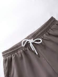 Manfinity Hypemode Bộ hai mảnh Nam Dây kéo Nút phía trước màu trơn Giải trí - Màu Khaki - Xem 6