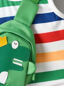 SHEIN Young Boy Block Striped Tank Top & Shorts - Multicolor - View 3