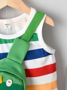 SHEIN Young Boy Block Striped Tank Top & Shorts - Multicolor - View 5