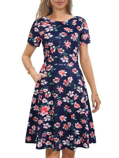 Floral Print Hidden Pocket Dress