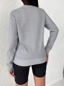 EURMUSE Đồ họa Chữ cái Áo nỉ - Xám - Xem 2