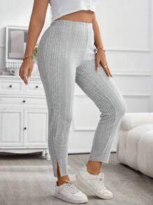 Calvaya 大碼下擺開叉緊身打底褲