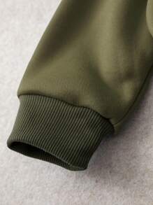 INAWLY 字母图案保暖内衬卫衣，长袖套头衫，秋季卫衣 - 軍綠色 - 查看 5