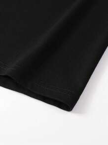 Manfinity LEGND Men T-Shirts Fit Turtle Neck Drop Shoulder Short Sleeve Graphic Tee Street Summer Polyester - Black - View 3