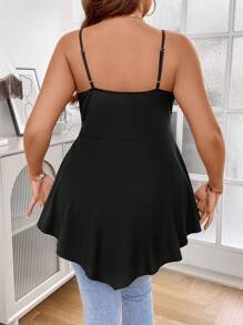 Celure Hơn Viền tương phản Nơ mặt trước Cami ngọn - màu đen - Xem 2