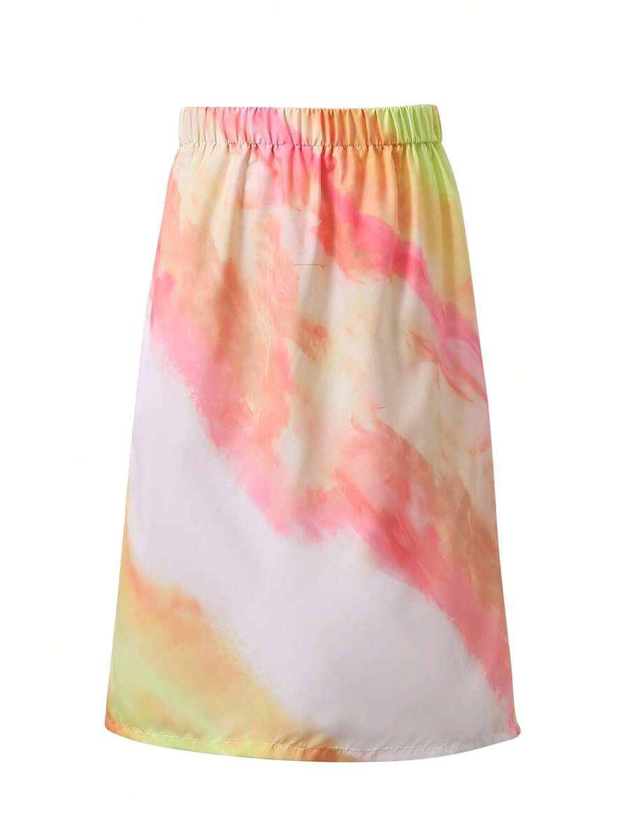 1入組紮染彈性腰帶A字半身裙 - 彩色 - 查看 1