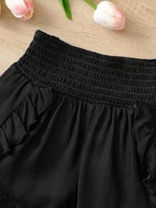 SHEIN 女大童荷葉邊短褲 - 黑色 - 查看 3