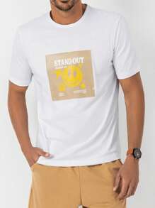 RueChic Männer Shorts & T-Shirt Cartoon & Buchstabe Grafik,