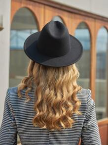 素色軟呢帽 - 黑色 - 查看 3