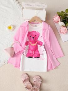 SHEIN Bộ thời trang bé gái - trắng - Xem 1