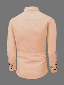 Manfinity Homme Men Plants Print Button Up Shirt - Baby Pink - View 2